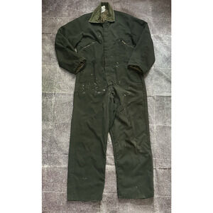 Men's Vintage 70's Zero Zone Insulated Army Dark Green Mechanic Coveralls Sz L